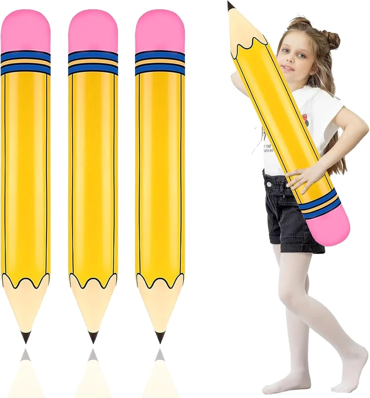 3 Stück/Packung PVC Aufblasbare Bleistift Spielzeuge Klassenzimmer Inspiriert Zurück zur Schule Party Ballons Klassenzimmer Bleistiftform Ballon