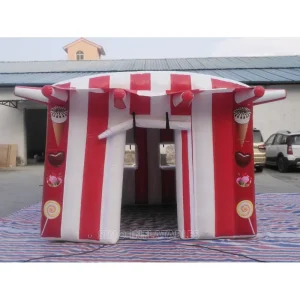 Tente Cube Gonflable Portable pour Crème Glacée et Bonbons 3x3m avec Porte et Fenêtres Amovibles pour Événements et Fêtes en Plein Air