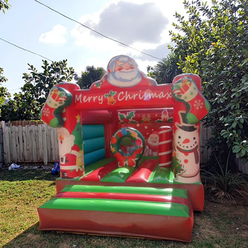 3x4m Feestelijke Vakantie Bouncer voor Kerstfeest & Seizoensverhuur Kerstman voor Kinderen Opblaasbaar Springkasteel