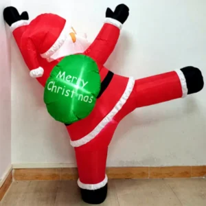 4-10FT Tall Christmas Balloon Inflatable Night Yard Lawn Decoration Cute Santa Clause Built in Fan LED Lights Polyester Material