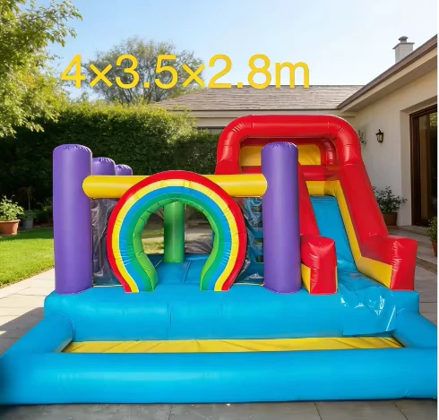 Combo de Escorrega e Casa de Saltos Inflável Comercial 4*3.5m para Crianças - Casa de Saltos Bouncy para Festas