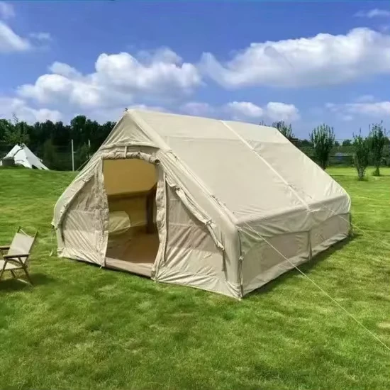 Tenda Inflável para Camping de 4 a 6 Pessoas com Bomba, Impermeável, Resistente ao Vento, Montagem Fácil com Janelas e Portas em Rede