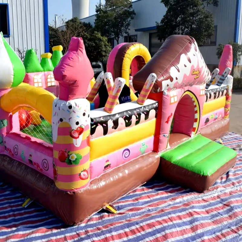 4*6m Candy-Themed Bounce House Sweet Adventure Inflatable Obstacle Course Jumping Castle for Kids Perfect for Birthday Parties