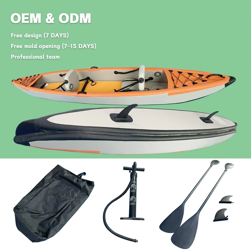 4+ Meter Versterkte PVC Opblaasbare Kajak Watersport Kano Voor 2 Personen Met Draadtekening Kussen Peddelboot