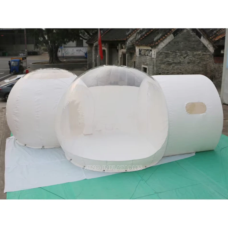 Cúpula Inflable Clara de 4 Metros de Diámetro, Hotel con Ventilador Silencioso para Glamping en Resorts