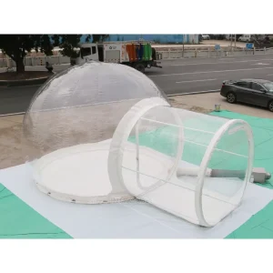 4 Meters Dia Transparent Inflatable Bubble House with Steel Framed Tunnel for Glamping