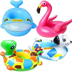 Bộ 4 Bóng Bay Inflatable Động Vật Cho Trẻ Em Từ 3 Đến 7 Tuổi Ghế An Toàn Tay Cầm Sử Dụng Mùa Hè Chất Liệu PVC Hồng Hạc Rùa Cá Voi