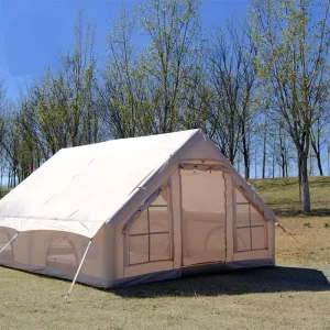 4-Season Self-Inflating Inflatable Camping Tent Oxford PVC Fabric UV-Resistant Durable Two Bedrooms 12 for Outdoor Use