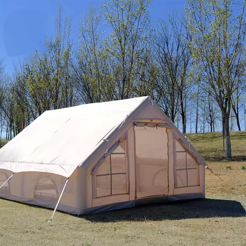 4-seizoenen zelfopblazend opblaasbaar kampeertent Oxford PVC stof UV-bestendig duurzaam twee slaapkamers 12 voor buitengebruik