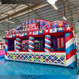 4 in 1 Adult and Kids Inflatable Carnival Games for Outdoor Events Includes Inflatable Castle