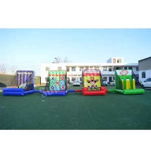4 in 1 Inflatable Carnival Game Commercial Grade Interactive Shooting Toss Tic Tac Toe Basketball Game for Party Carnival Rental