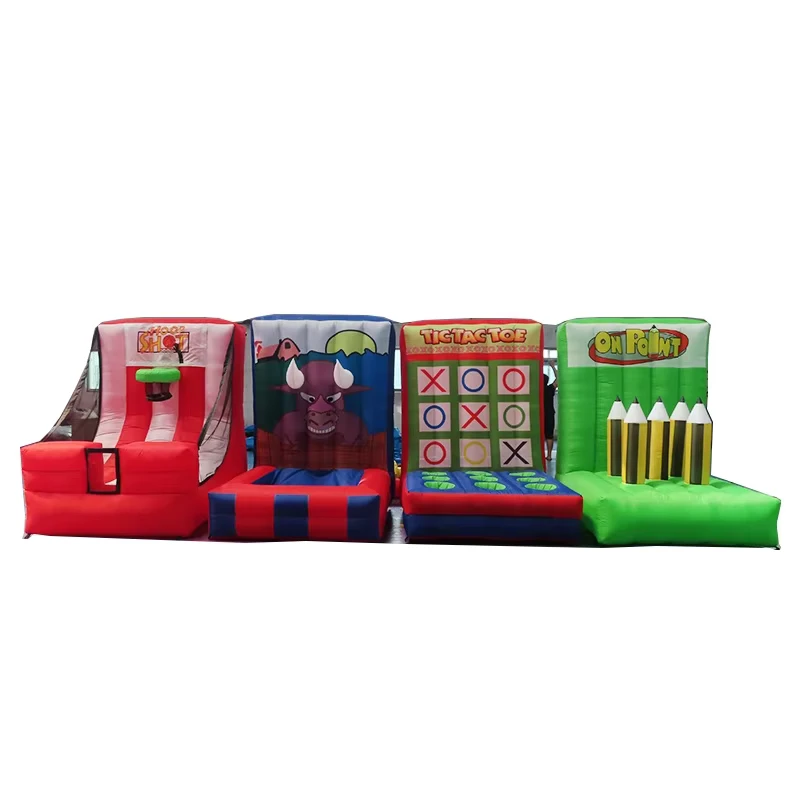 Gioco sportivo interattivo gonfiabile 4 in 1, gioco di carnevale per famiglie, gioco di tiro con le palle