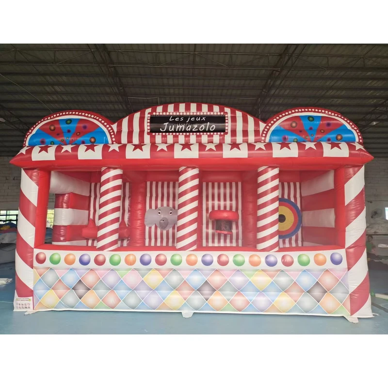 Arena sportiva gonfiabile 4 in 1 in PVC per tiro al bersaglio, gioco di carnevale con tenda e accessorio ventilatore