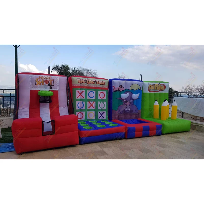 4 में 1 पोर्टेबल inflatable कार्निवल खेलों में बाहरी पार्टी और इनडोर इवेंट किराए पर खेलने के लिए शामिल हैं