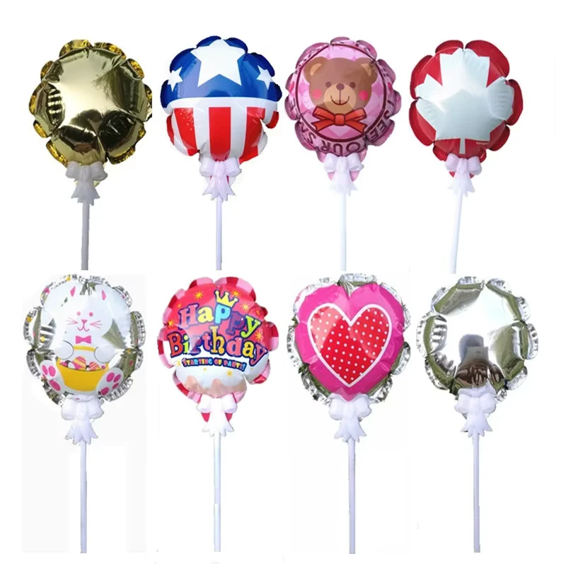 Ballon gonflable automatique de 4 pouces Joyeux Anniversaire Drapeau Américain Ours Décoration de Gâteau Plaque en Film Aluminium