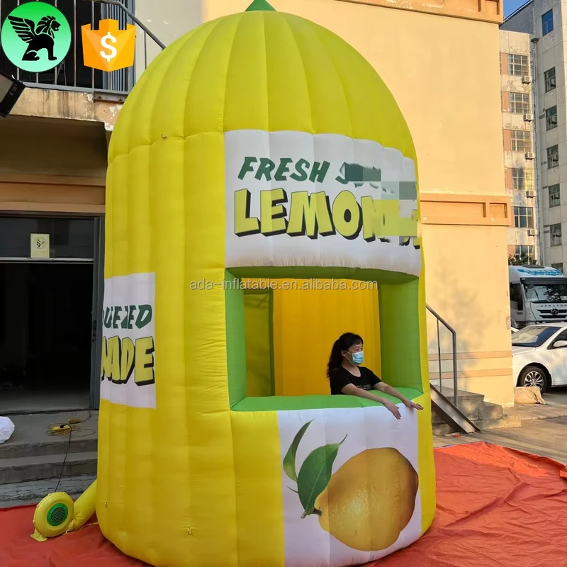 4,2m Hohe Festival-Werbung Aufblasbare Zitrone Stand Individueller Eventstand Aufblasbarer Kiosk für Promotion