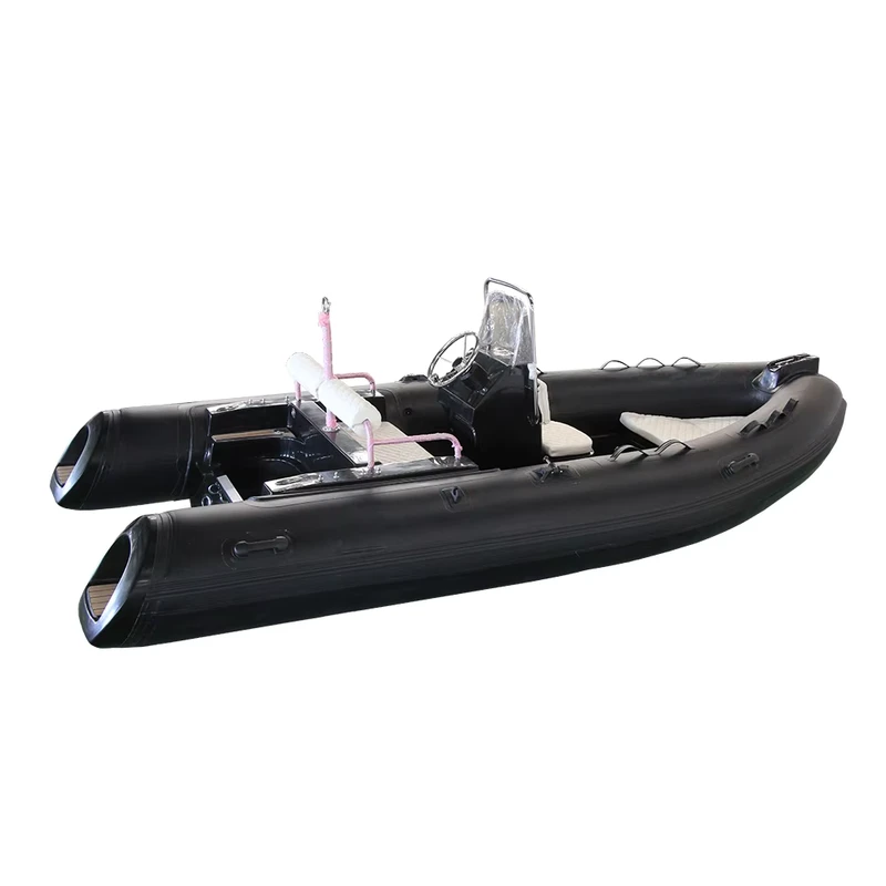 Perahu Karet Inflatable 4,3m Black Hypalon Tender Dinghy Semi Rigid Fiberglass Hull Perahu Memancing Inflatable Rib Boat 430