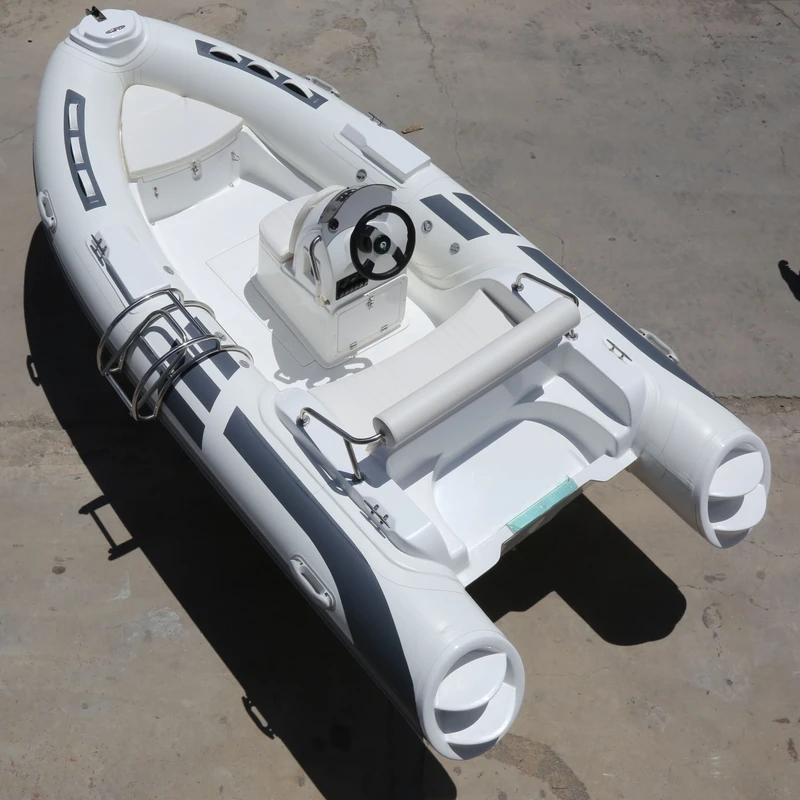 4.3m Luxe en modieuze Hypalon opblaasbare fiberglass boot romp rib boot fiberglass rib boot