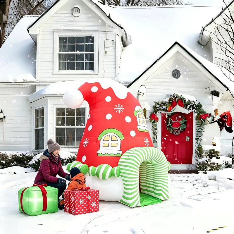Casa Inflável em Forma de Chapéu de Natal à Prova de Água de 4.5m, Tenda Inflável de Natal para o Pátio