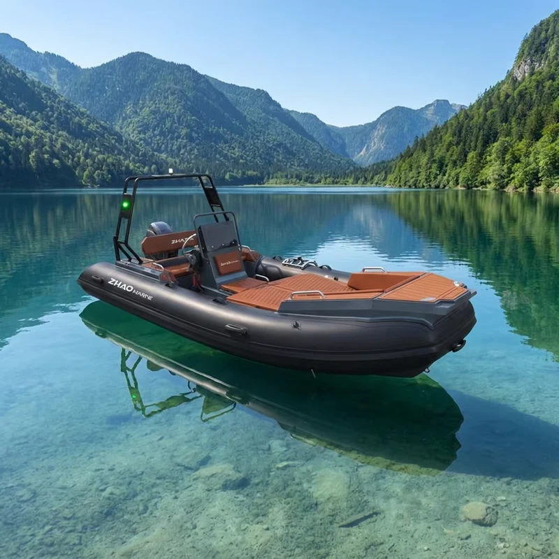 4.6m 15ft 알루미늄 RIB 보트 요트 텐더, 알루미늄 선체 경량 인플레이터블 보트, 콘솔 및 레이더 아치 포함