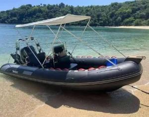 Hypalon/PVC 4.8 meter V hull fiberglass boat with an inflatable rigid hull for fishing boats with engines