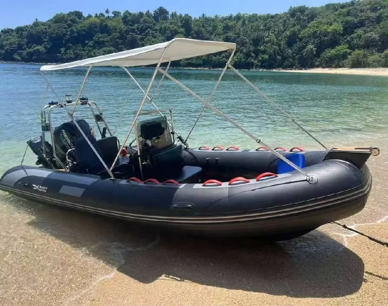 Hypalon/PVC 4.8 meter V hull fiberglass boat with an inflatable rigid hull for fishing boats with engines