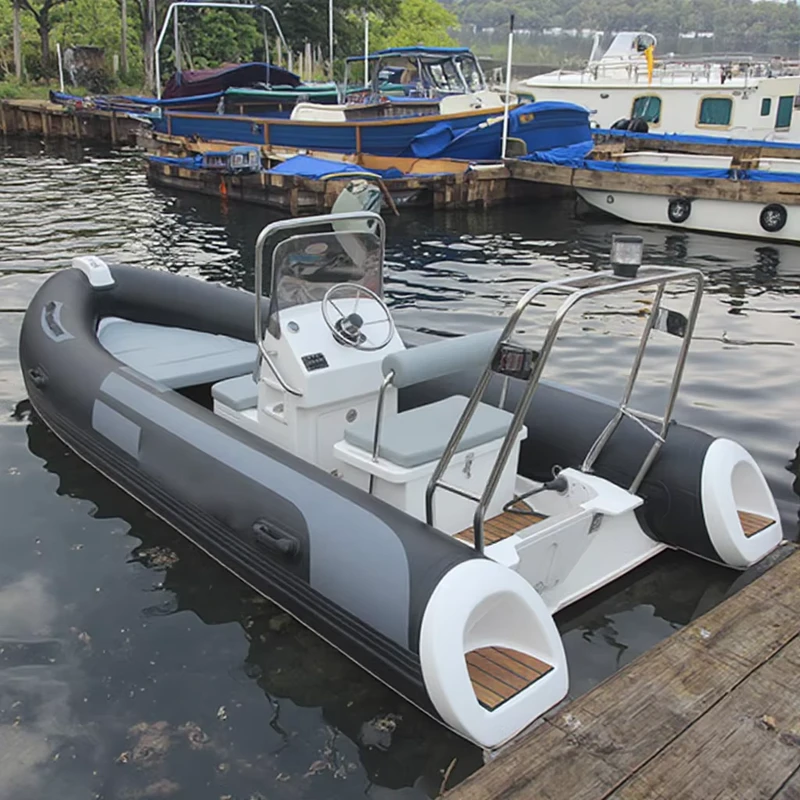 4.8m Witte Hypalon Rib Boot 480 met Teak Vloer en Trailer Roeiboten