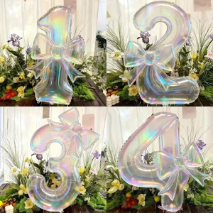 40 inch Large Colorful Transparent Bow shaped Number Balloons QQ1563 for Birthday Party Backdrops Event Decorations