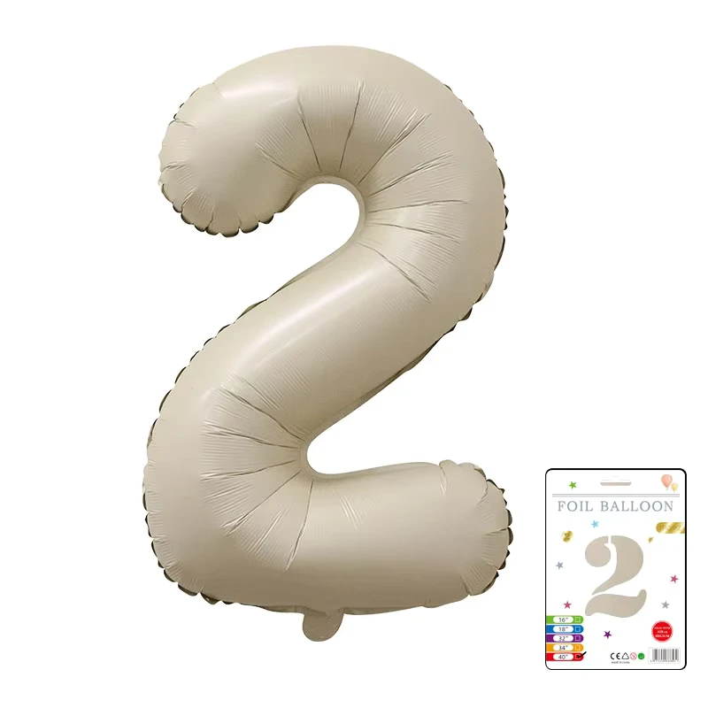 Palloni con numero 0~9 da 40 pollici, confezione in carta marrone, pallone in foil beige crema singolo per baby shower e compleanni