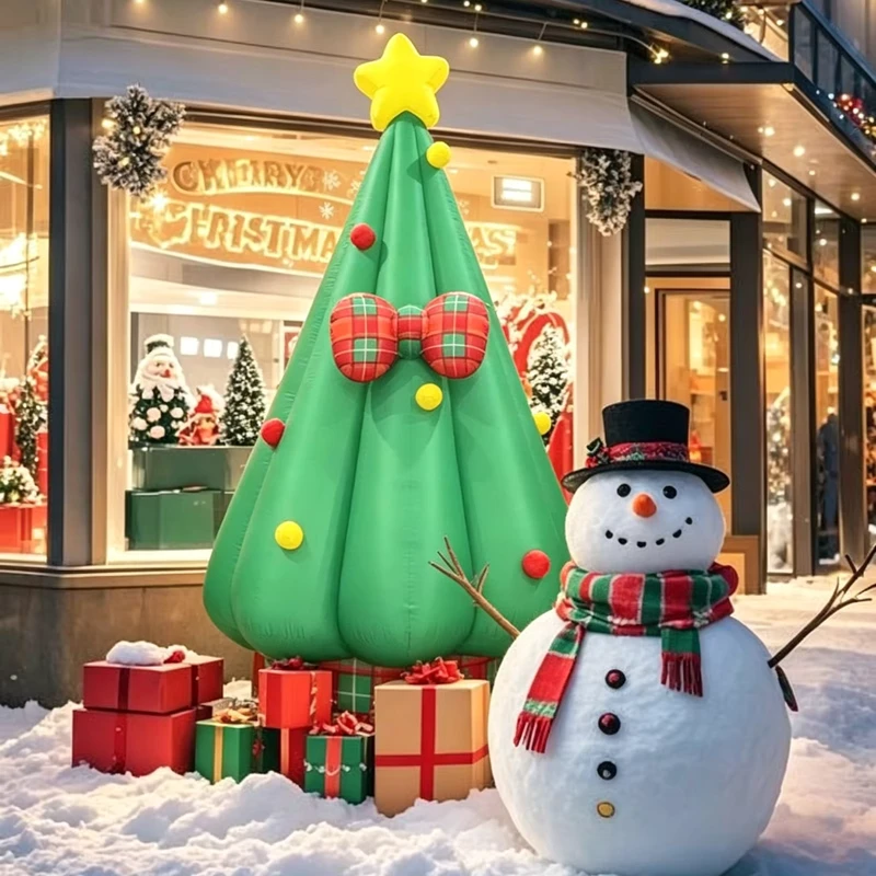 Albero di Natale Gonfiabile Gigante 4M Modello Impermeabile in Tessuto Oxford per Decorazioni Natalizie all'Aperto
