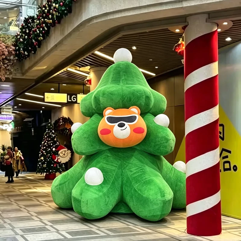 Décoration de Noël gonflable en forme d'arbre de Noël en peluche de 4M avec ours, arbre de Noël gonflable durable pour ornements de Noël