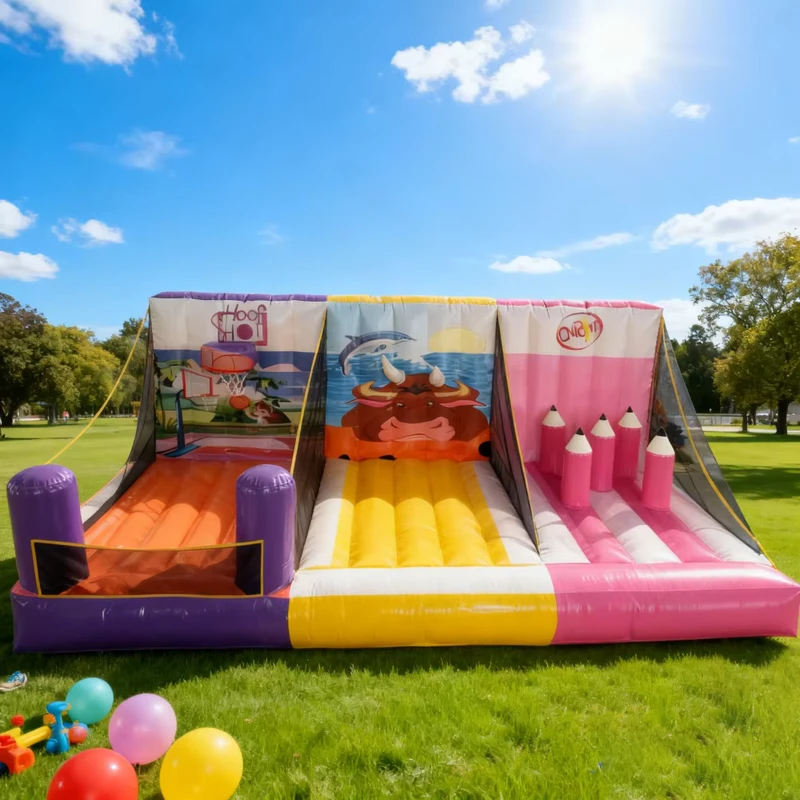 Set di Giochi Gonfiabili 4in1 per Feste di Bambini Divertimento Interattivo Fiera in Materiale PVC Castello