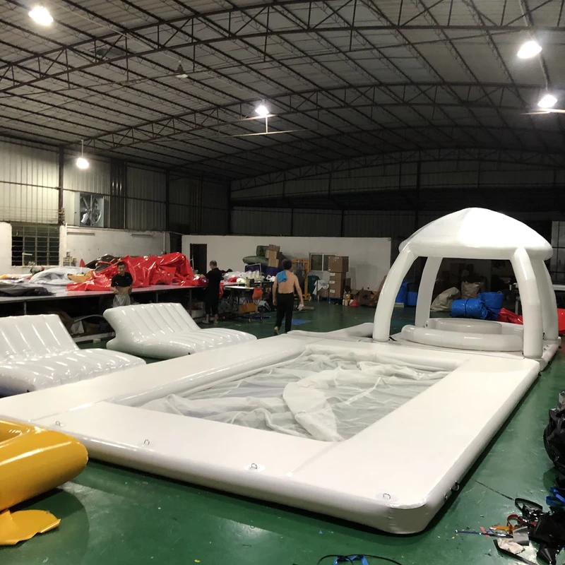 4x4m Inflatable Water Dock Floating Platform Inflatable Yacht Island Floating Inflatable Dock