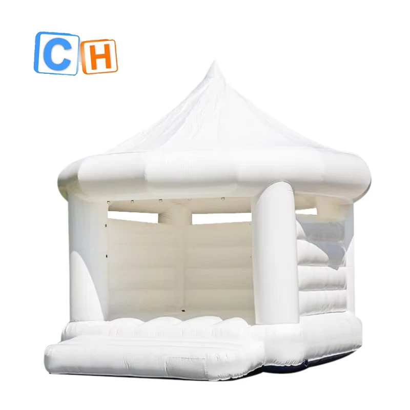 5*4*5M individuell gestaltbares kommerzielles aufblasbares weißes Hochzeitsbouncy Castle mit Kombirutsche für Erwachsene und Kinder
