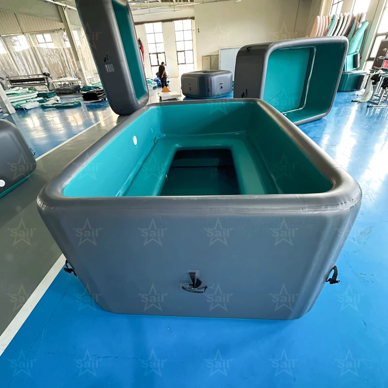 5*5*2.6ft Inflatable Pool with Seats Drop Stitch Fabric Backyard Family Small Inflatable Swim Pool Folding Seat Chair Pool