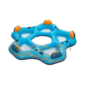 Isola galleggiante per feste in rafting per 5 persone, piscina gonfiabile, sedia a sdraio galleggiante con portabicchieri per feste in famiglia