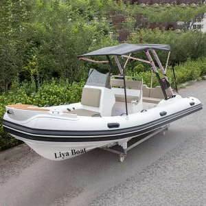 5.2m Luxury Open Boat Rib Yacht Fiberglass Hull with Hypalon Inflatable for Sightseeing Fishing Outboard Motor Included