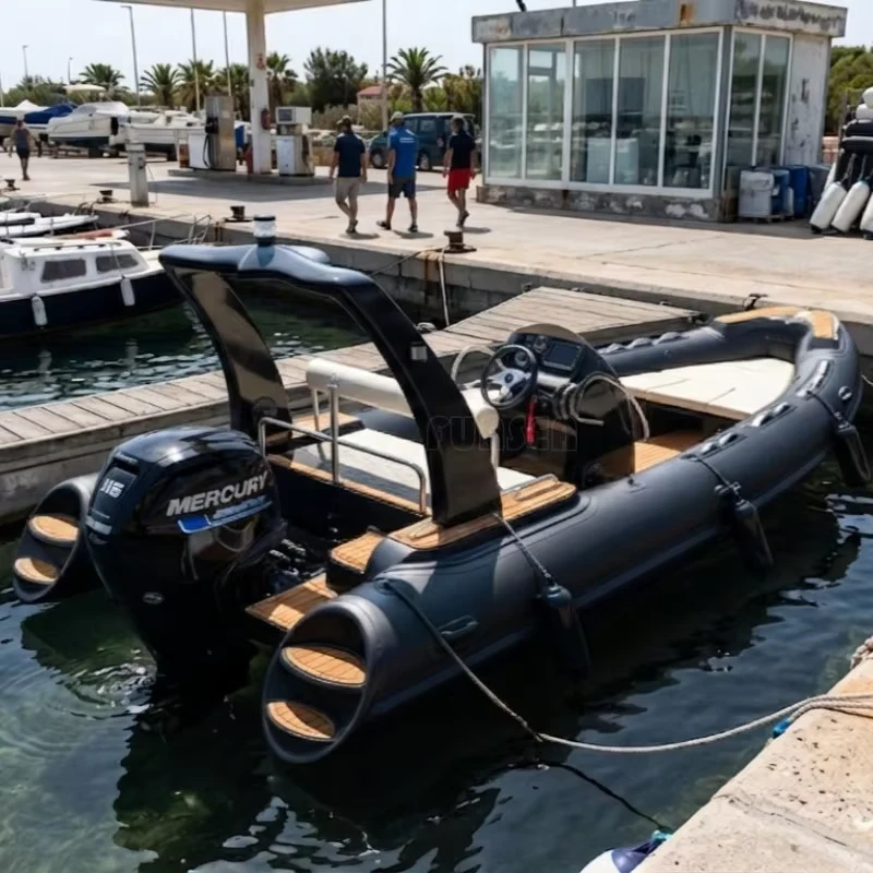 Perahu RIB Hypalon 5.8m 19ft Pusat Konsol Lambung Fiberglass Tender Yacht Olahraga Penyelam Cruiser Hari