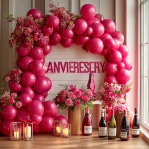 50 Balloon Sets 12-Inch Rose Red Latex Glossy Party Balloons Arches for Valentine’s Day Anniversary Princess Themed Parties
