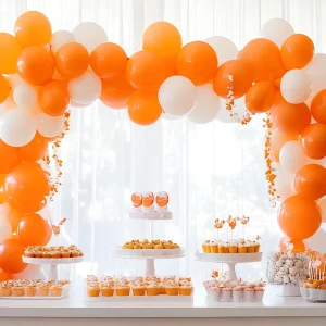 50 Shiny Orange Round 12 Inch Party Balloon Set for Birthday and Baby Shower Decoration