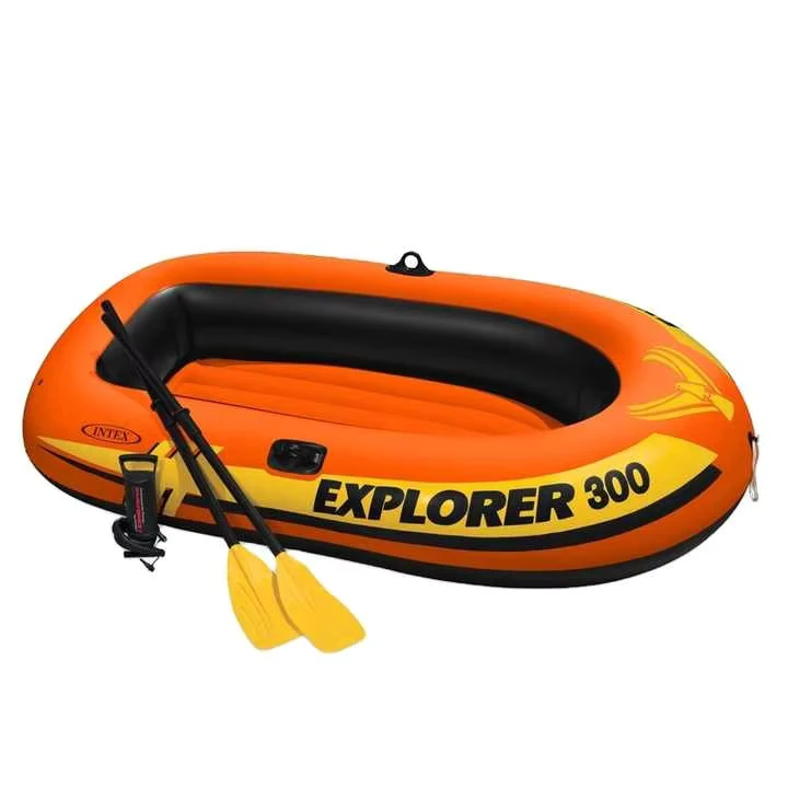 Explore 300 Conjunto de Barco Inflável em Borracha, Caiaque de Pesca para 2 Pessoas, Resistente à Água para Rios