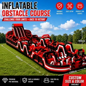 Parque inflable gigante de obstáculos de grado comercial, parque de aventuras inflable para eventos y alquileres en parques de atracciones