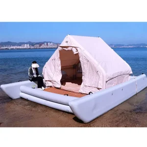 Bateau de pêche ponton gonflable de 5M, tubes tractables, tente de camping extérieure, plateforme de baignade pour 6 personnes