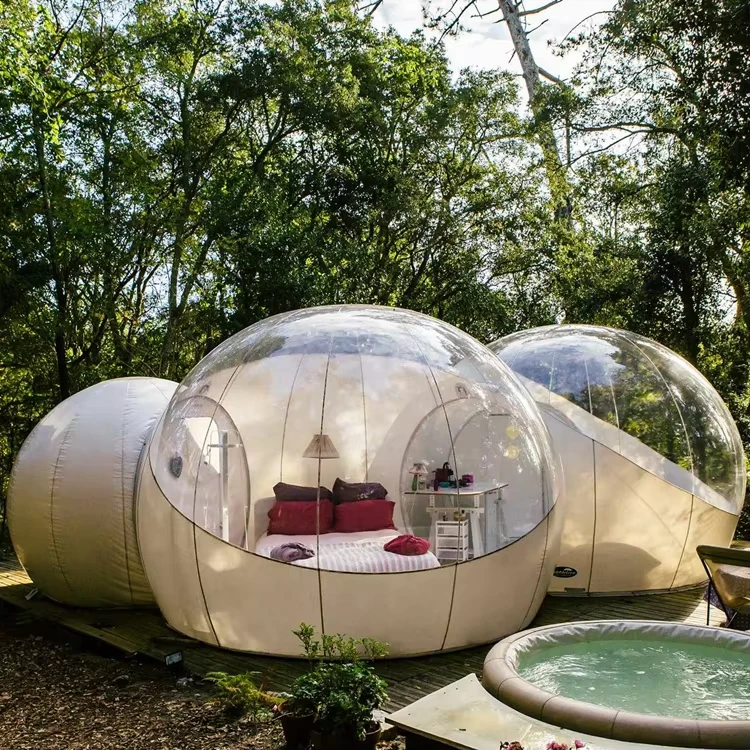 5m + 5m +2.5m Bathroom Transparent Inflatable Bubble Houses Commercial Scenic Area Inflatable Homestay Transparent Tents