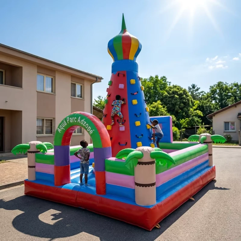Dinding Pendakian Inflatable Tantangan Karnaval Raksasa 5m*5m dengan Desain Portabel untuk Penggunaan Pesta Luar Ruangan