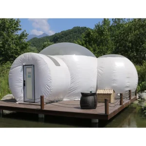 5m Dome Clear Top Inflatable Lodge Bubble Tent Hotel with Silent Blower for Resort Glamping Suite