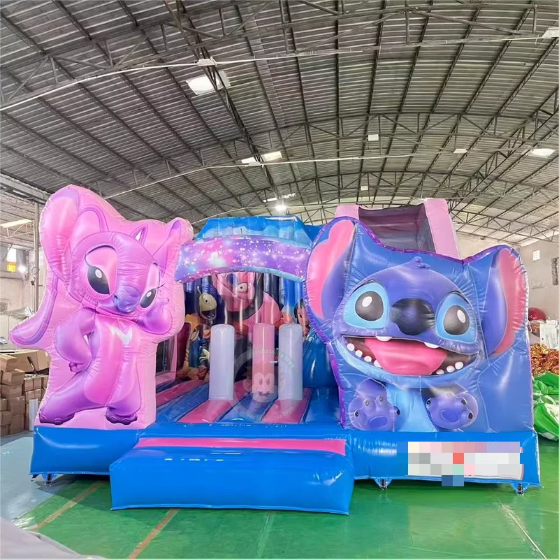 บ้านกระโดดลมพองขนาด 5 เมตรพร้อมสไลด์ ปราสาทกระโดดน่ารักรูปสติช