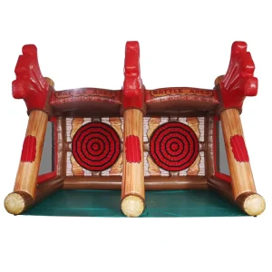 Jogo Inflável de Lançamento de Machados de Carnaval 5x3m, Jogo de Desporto Inflável de Dupla Via