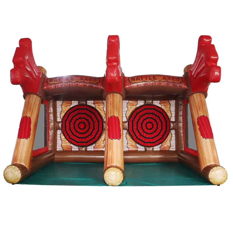 Jogo Inflável de Lançamento de Machados de Carnaval 5x3m, Jogo de Desporto Inflável de Dupla Via