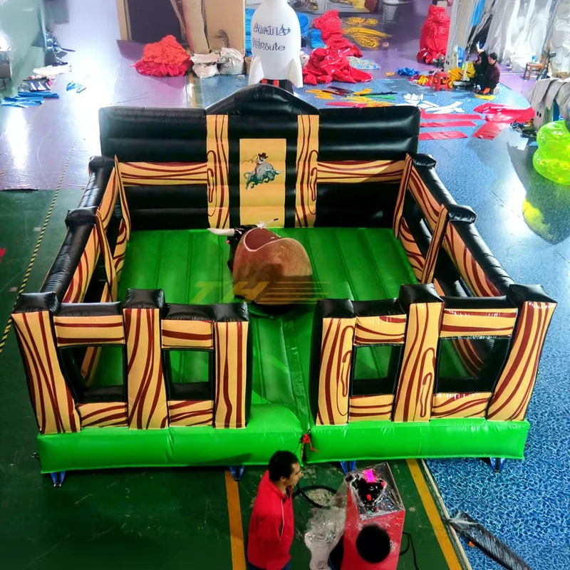 5x5m 6x6m Inflatable Mechanical Bull Rodeo Ride Sport Game Commercial Inflatable Carnival Game Toys for Adults